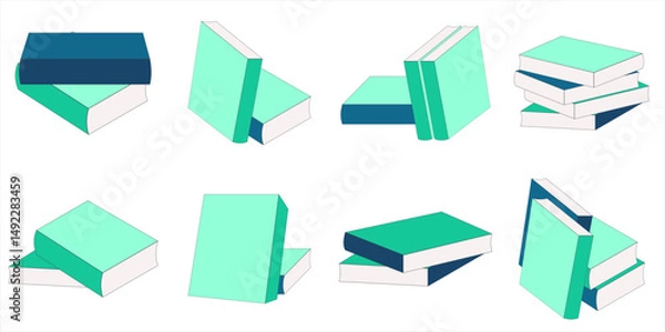 Obraz Stack of Books,A set of four minimalist flat-style illustrations