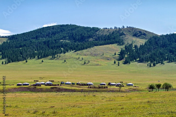 Fototapeta The endless landscape of Mongolia	