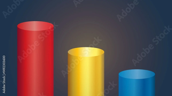 Obraz Abstract color cylinder podium set. Modern vector illustration platform for products.