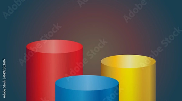 Obraz Abstract color cylinder podium set. Modern vector illustration platform for products.
