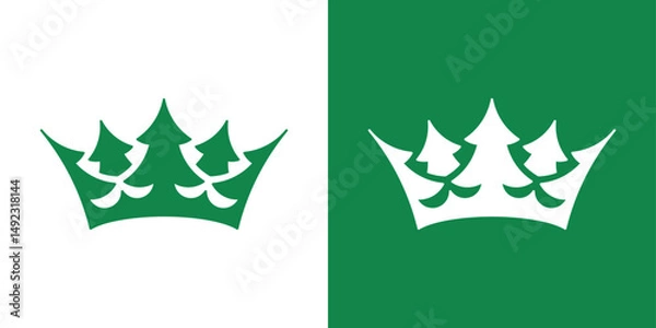 Fototapeta Stylized simple crown logo made of trees. Minimal nature-inspired design for eco-friendly and sustainable branding.