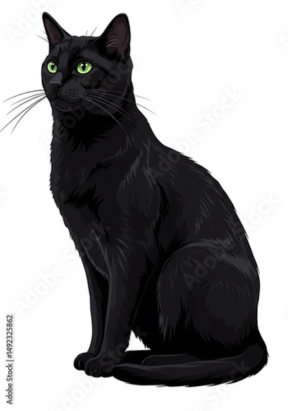 Fototapeta Emerald Gaze, Midnight Majesty AI Generated