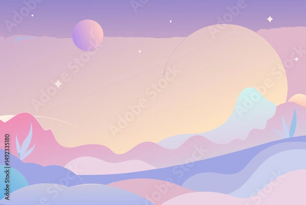 Fototapeta Abstract gradient landscape illustrating a dreamy atmospheric scene