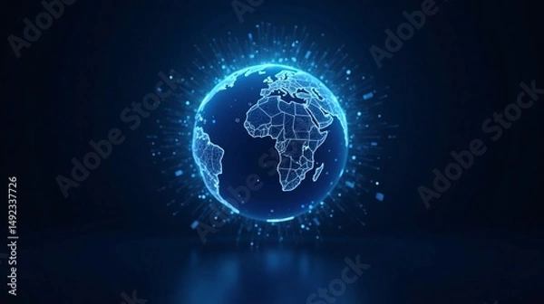 Fototapeta Digital Earth Global Network and Data Visualization