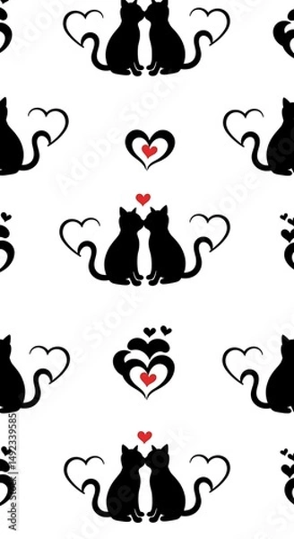 Fototapeta Feline Valentine's Embrace AI Generated