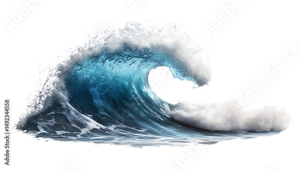 Fototapeta Majestic ocean wave isolated on a white background png ai generated