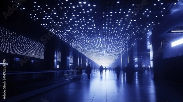 Obraz Illuminated indoor passageway with ambient lighting