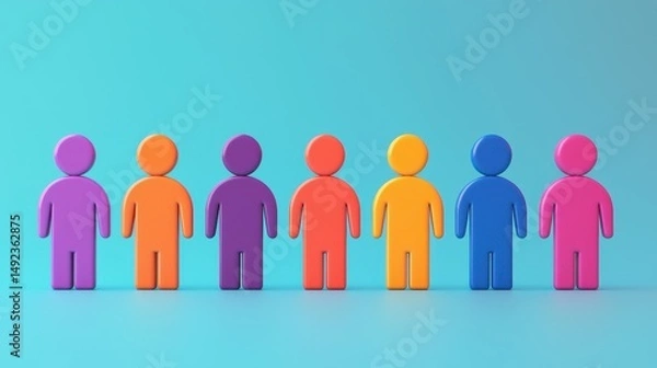 Obraz Colorful 3D Figures Representing Diversity and Unity in Teamwork and Collaboration Concepts