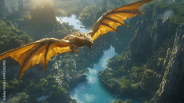 Obraz Erupting peaks meet dragons sunrise wings high resolution picture