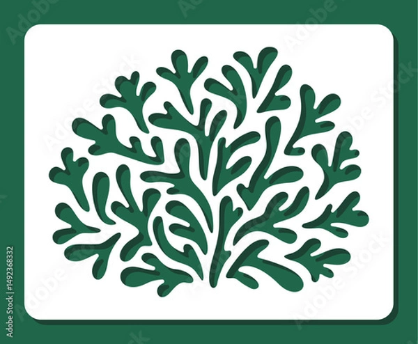 Fototapeta Stencil bush. Template for drawing a round plant with branches, leaves. Theme nature. Layout for plotter laser cutting of paper, fretwork, wood carving, metal engraving, cnc. Vector illustration.