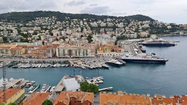 Fototapeta Panoramic View of Nice from Castle Hill
