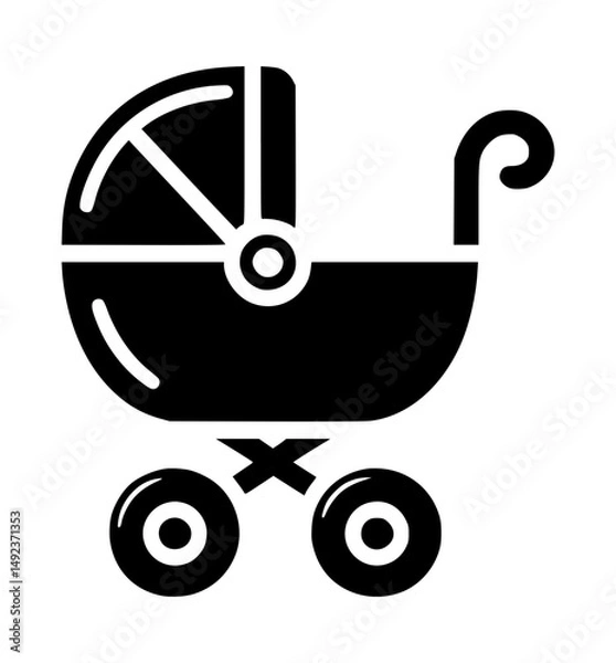 Fototapeta Minimal Baby Stroller Vector Icon Design