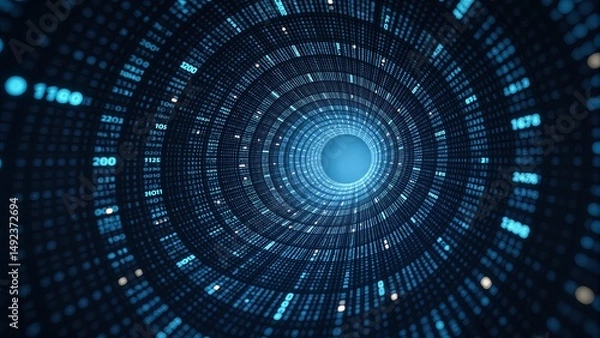Fototapeta Digital Tunnel With Binary Code Structure