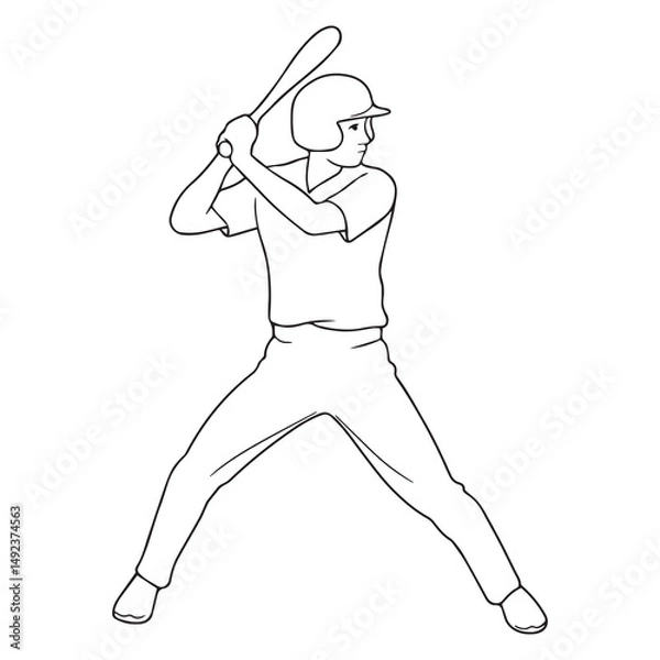 Obraz baseball athlete hitting the ball sketch vector illustration