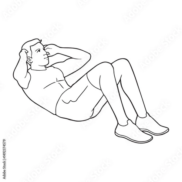 Obraz athlete doing sit ups sketch vector illustration