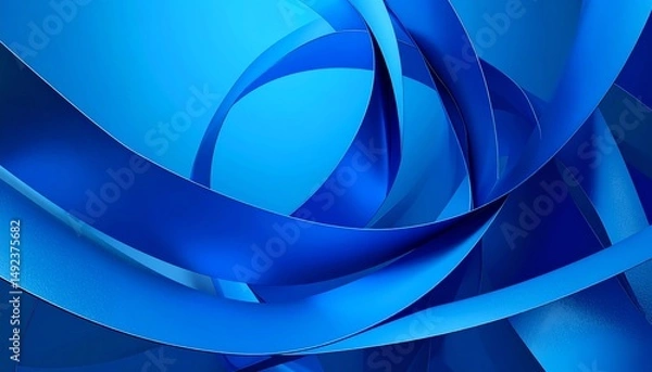 Obraz Vibrant blue abstract ribbons intertwine, creating a dynamic and fluid visual effect, perfect for modern design themes