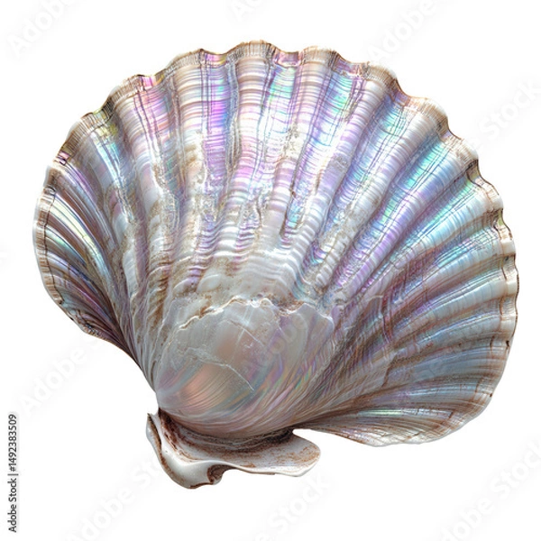Obraz Iridescent seashell with natural texture and soft pastel colors on transparency background