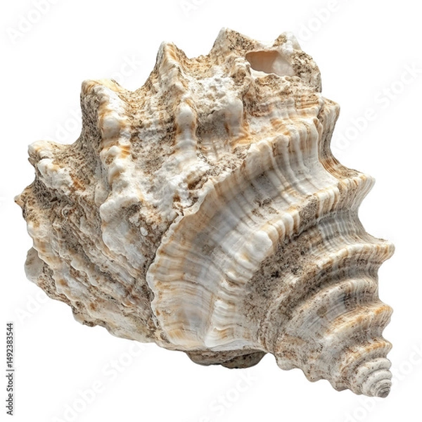 Obraz Seashell with rough texture and natural brown and white colors, showing detailed ridges