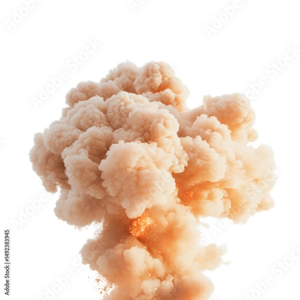 Obraz Orange explosion cloud with thick smoke and fiery sparks in dramatic motion