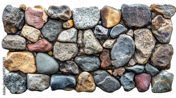 Obraz Natural colorful stone wall with rough texture and irregular shapes, creating rustic look