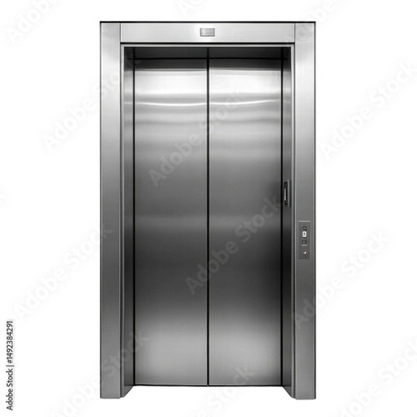 Obraz Closed stainless steel elevator door with modern design and smooth surface