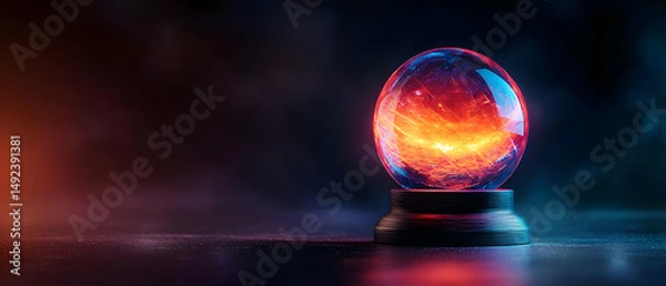 Fototapeta Glowing Crystal Ball On Dark Background