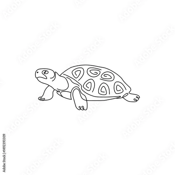 Fototapeta Outline of the profile of a turtle in one line