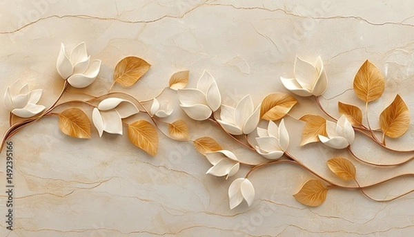 Obraz Elegant floral design on marble-like backdrop