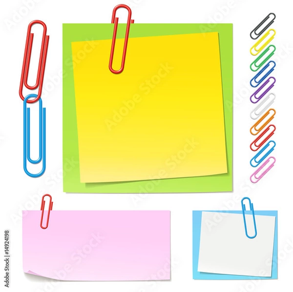 Obraz Paperclips and color notes