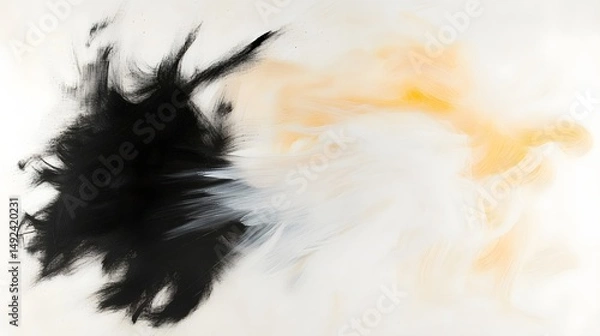 Obraz Abstract Expression of Dynamic Colors in Black, Orange, and White Fluidity on Canvas