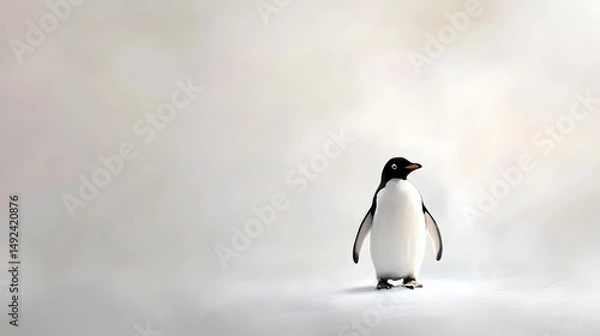 Obraz Gentle Penguin Standing Alone on a Softly Colored Background