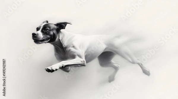 Obraz Energetic Dog in Motion Against a Soft Background