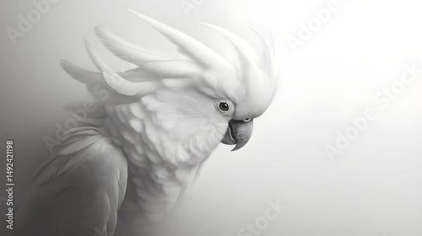 Obraz Elegant White Cockatoo in Soft Lighting Against Minimalist Background