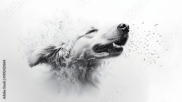 Obraz Dog Head Silhouette with Water Splash Effect in Minimalist Style