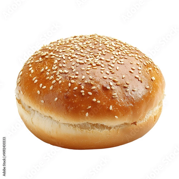 Fototapeta Burger Bread with Sesame Seeds Isolated on PNG Transparent Background
