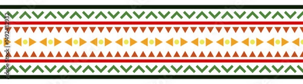 Fototapeta Ethnic border with geometric tribal pattern.