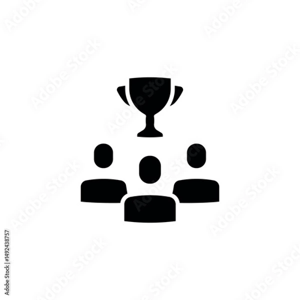 Fototapeta People and trophy simple glyph icon. Synergy, teamwork. Vector solid isolated black illustration.