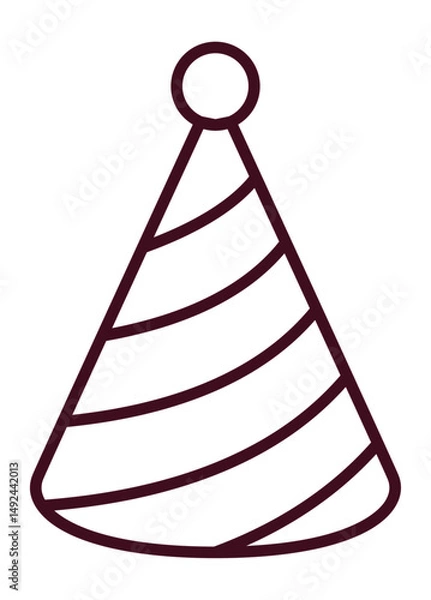Fototapeta A simple line drawing of a party hat