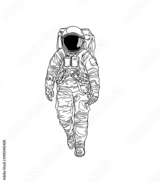 Obraz astronaut during space walk, isolated on white background
