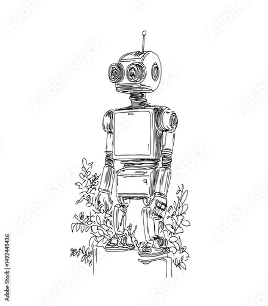 Obraz blue screen robot toy