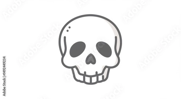 Fototapeta Minimalistic Grey Skull Icon Illustrating Mortality and Mystique for Design Projects