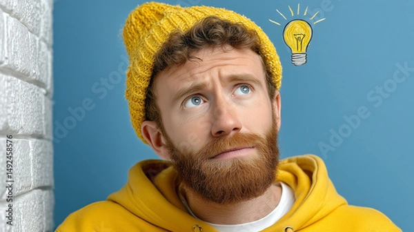 Obraz Portrait of a young man thinking of a new idea.