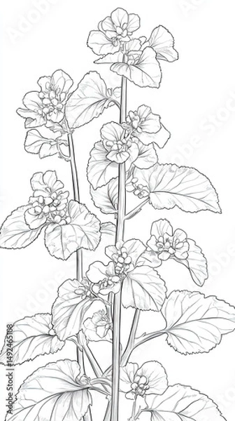 Obraz Drawing sketch style illustration of a Nepeta catar