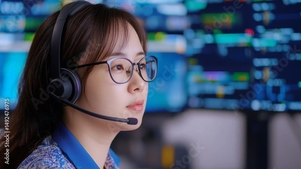 Fototapeta Efficient Inventory Management with Voice-Command Technology in Logistics