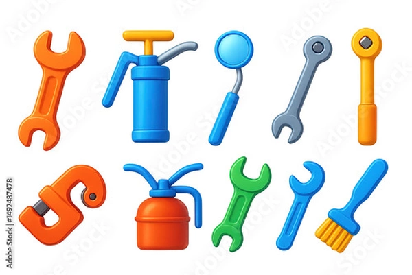 Obraz Colorful cartoon tools for diy and repair projects design