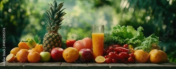 Obraz Fresh Fruits and Vegetables Display