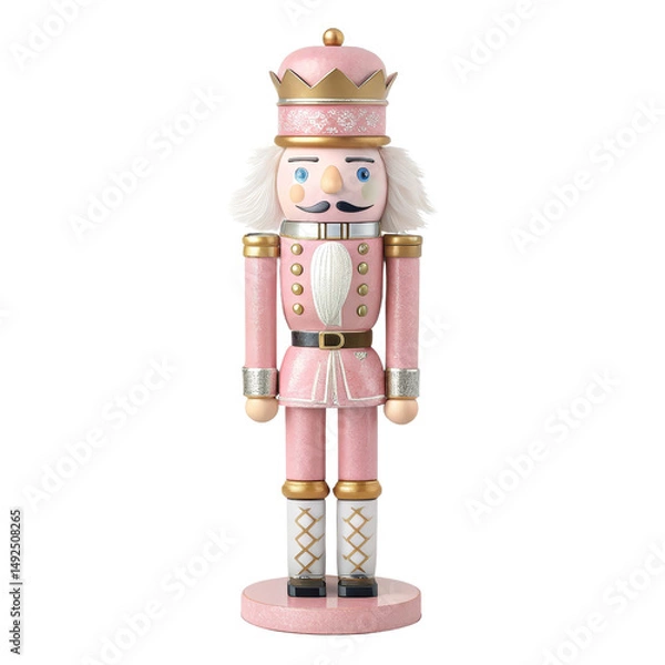 Obraz Pink Nutcracker Soldier, Full Body, Isolated on Transparent Background, Christmas Decoration, Holiday Figurine, Christmas, Nutcracker, Soldier