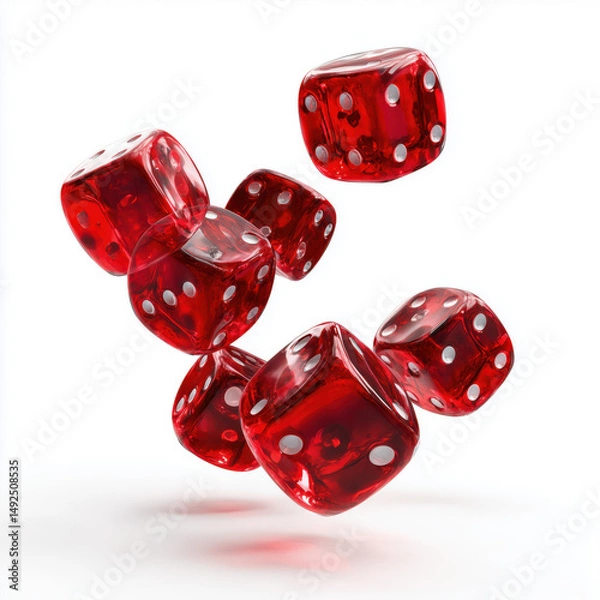 Fototapeta Red Dice in Motion - Casino Game , isolated on white background png