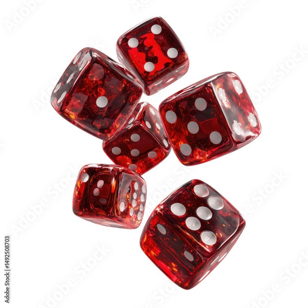 Fototapeta Red Dice Falling - Casino Game , isolated on white background png