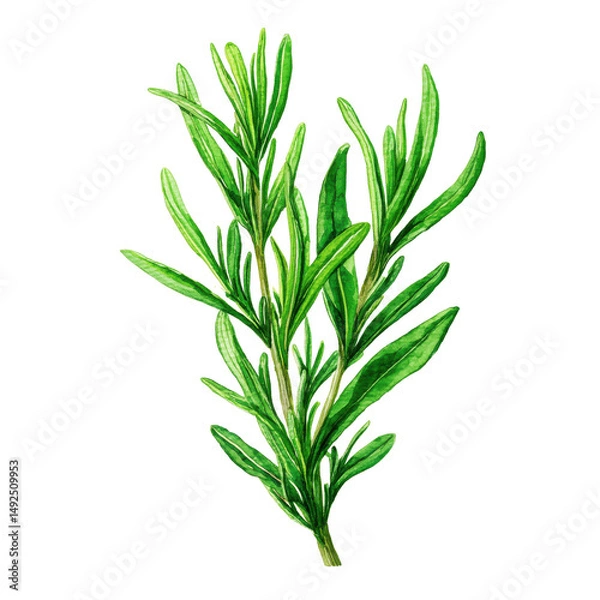 Obraz Vibrant Rosemary Sprig Illustration , isolated on white background png